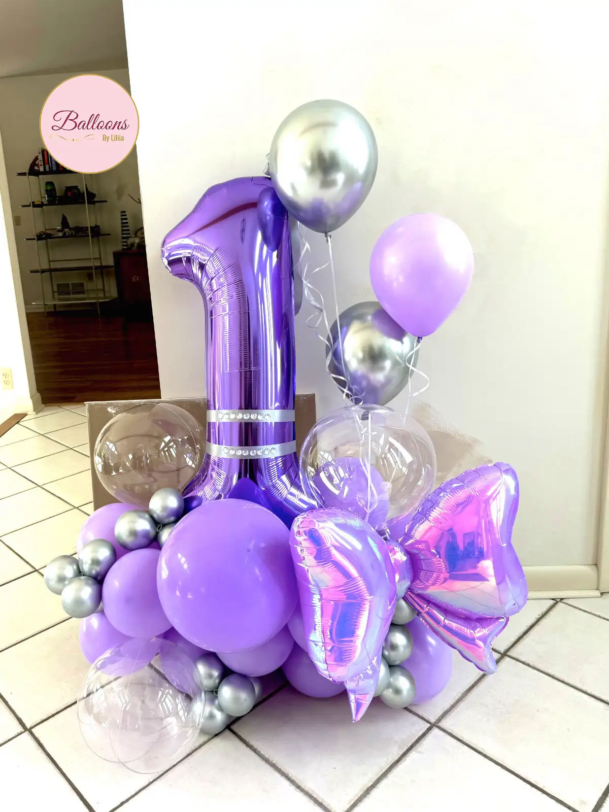1st Birthday Balloon Bouquet Purple NJ