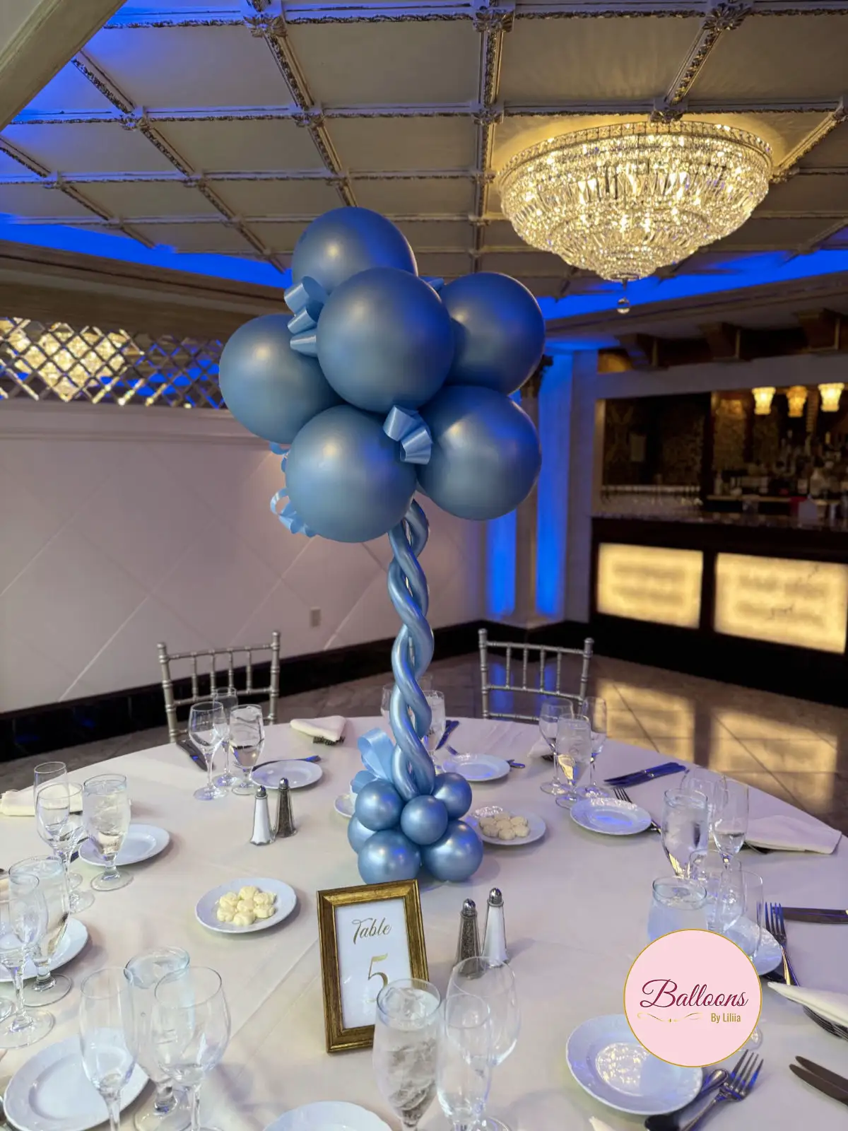 Navy Silver Balloon Centerpiece Decor NJ and NYC
