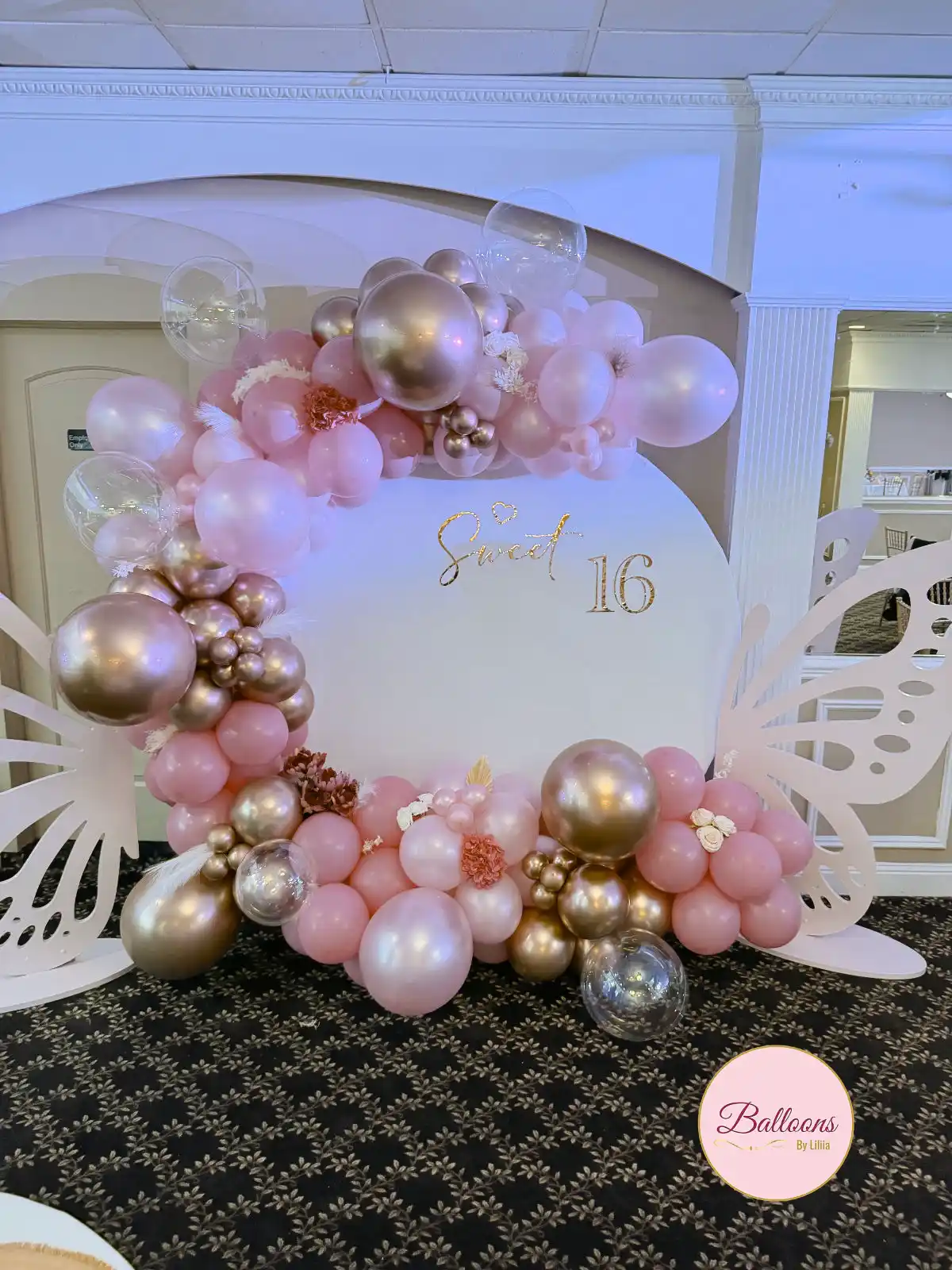 princess themed balloon setup for birthday party