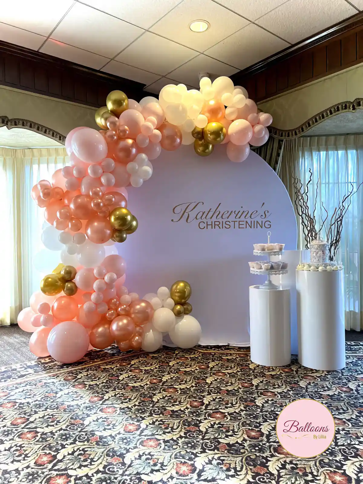 christening balloon decorations with bright colors NJ