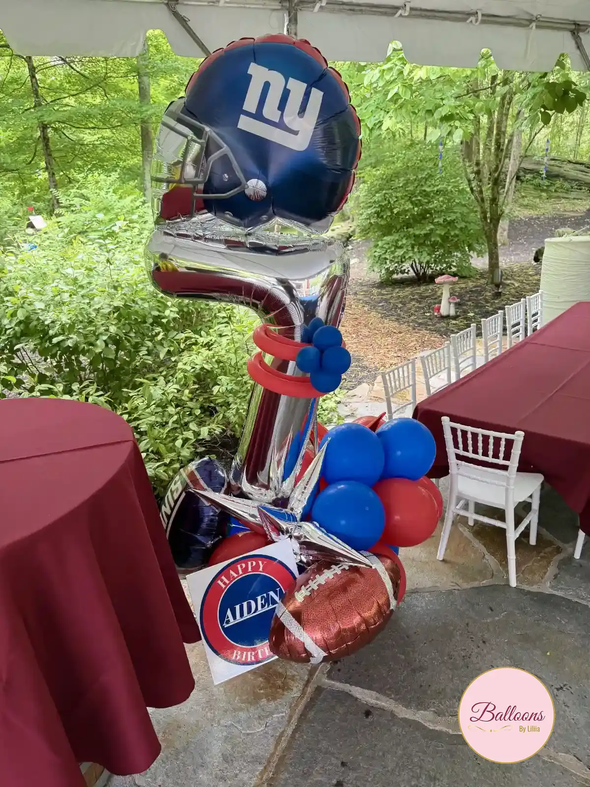 Giants Football Balloon Columns in NJ and NYC