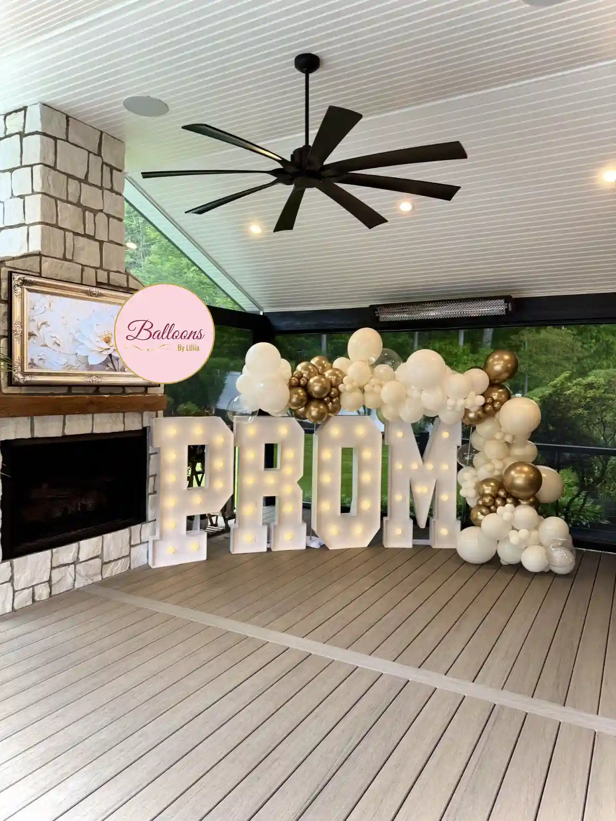 White Gold Prom Balloon Garland Marquee NJ