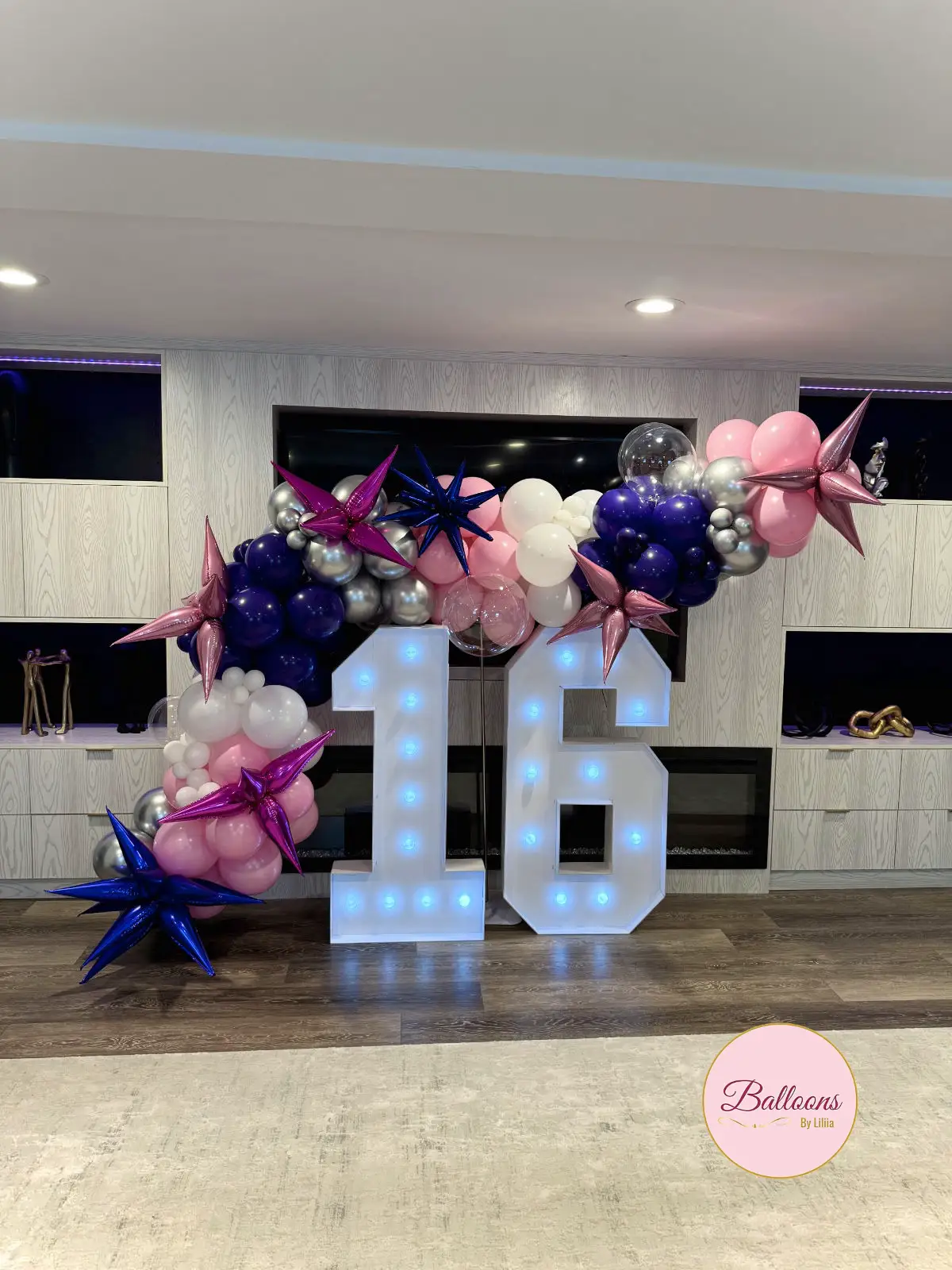 Sweet 16 Pink Blue Balloon Garland