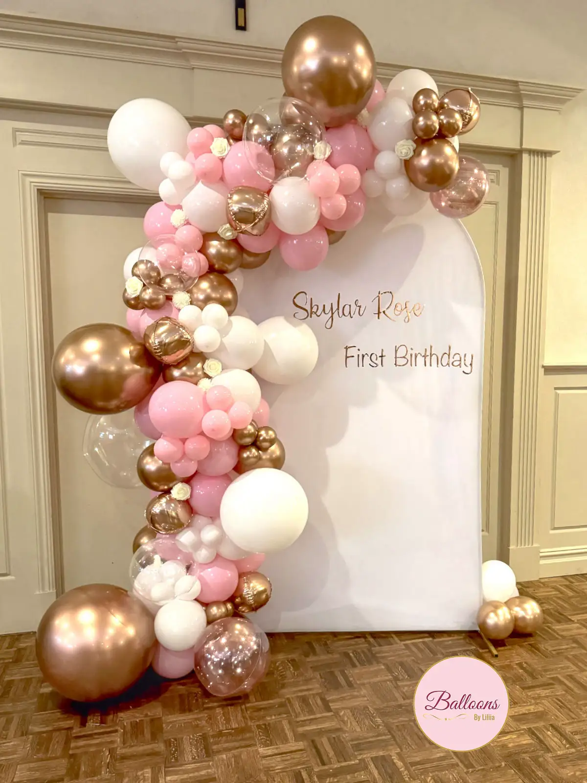 pastel balloon garland for girls birthday celebration